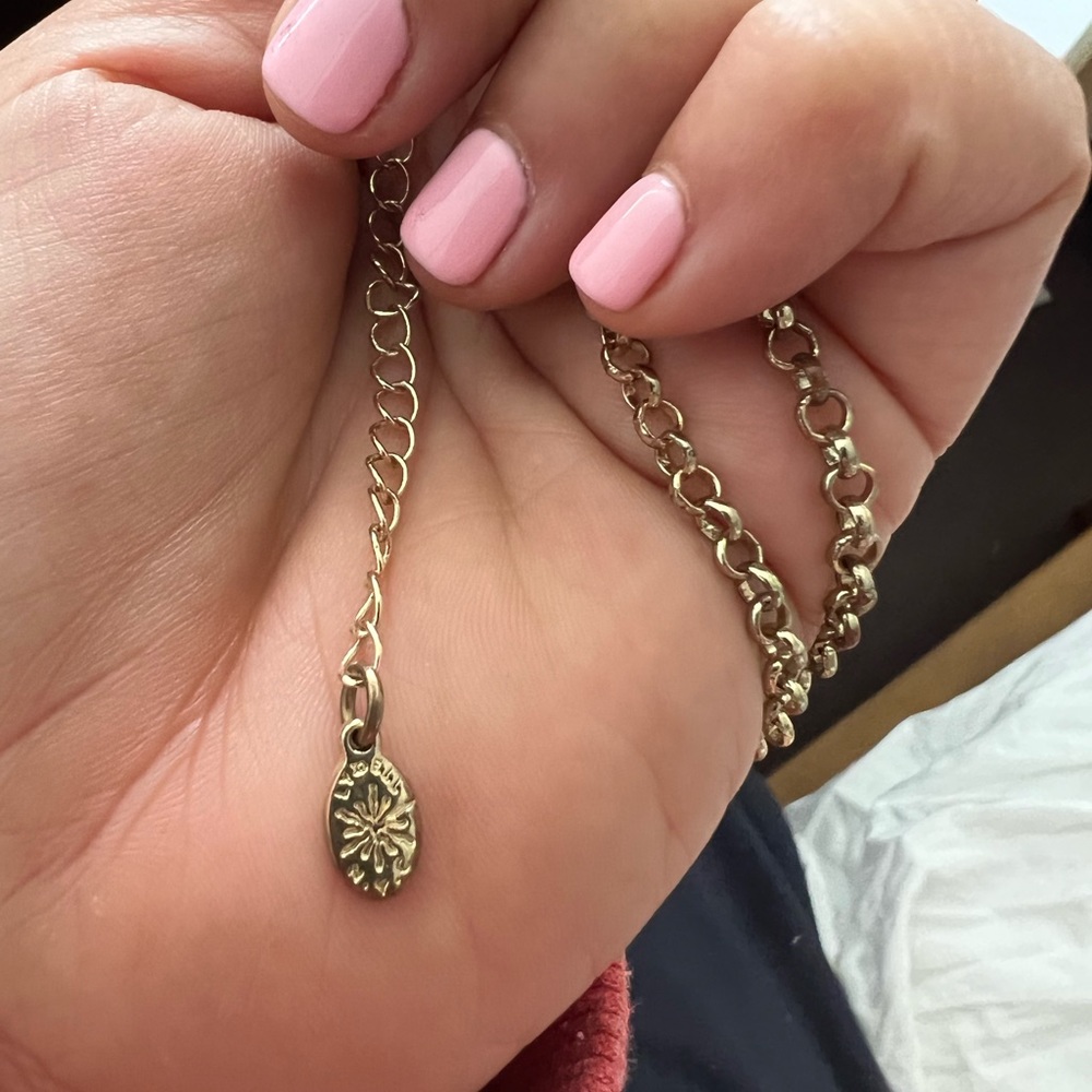 Long chain necklace with metal tassel and turquoise crystal - Picture 2 of 5